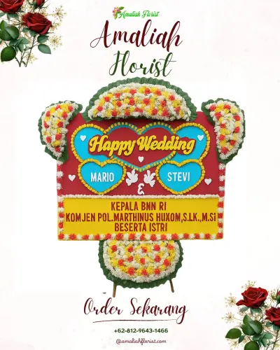 Karangan Papan Bunga Pernikahan di Baji Mappakasunggu